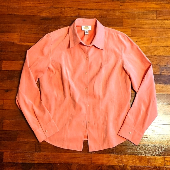 🍁Talbots Womens Salmon Pink Button Down Long Sleeve Shirt - Picture 1 of 4